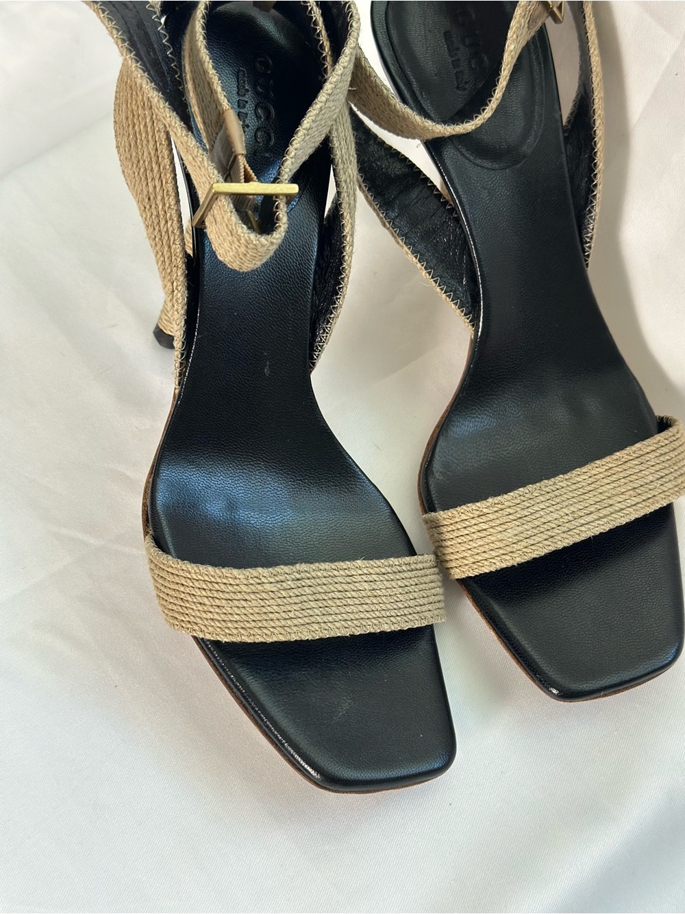 Gucci Woven Textile Stiletto Sandals Size 6.5B Italy